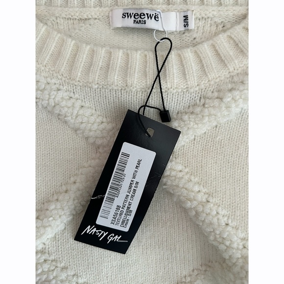 Nasty Gal Paris Diamond & Pearls Cream Ivory Sweater Womens Small NEW - Picture 5 of 5